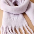 Close Up of Initials on Personalised Initials Pastel Lilac Winter Scarf
