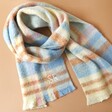 Personalised Initials Pastel Tartan Winter Scarf on Neutral Background
