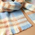 Close Up of Embroidered Initials on Personalised Initials Pastel Tartan Winter Scarf