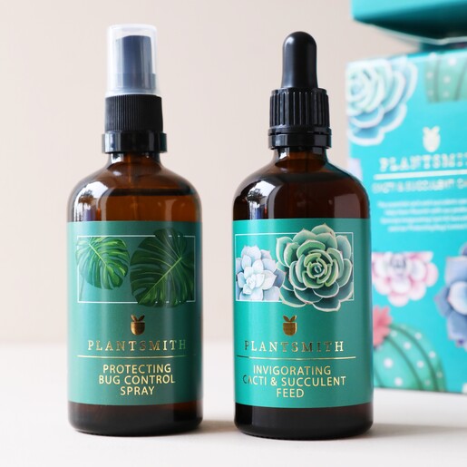 Close Up of Bottles From Plantsmith Cacti & Succulent Care Gift Cracker