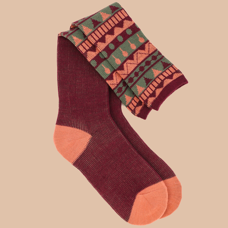 Fair Isle Boot Socks in Purple | Powder 