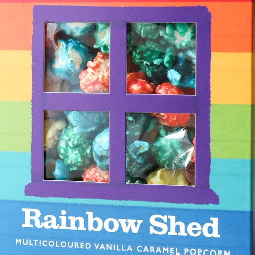 Close Up of Popcorn Shed Rainbow Gourmet Popcorn 