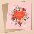 Rifle Paper Co. Blooming Heart Valentine's Day Card on Top of Envelope