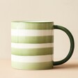 Back View of Plant Therapy Mug Showing Only Green and White Stripes with Handle