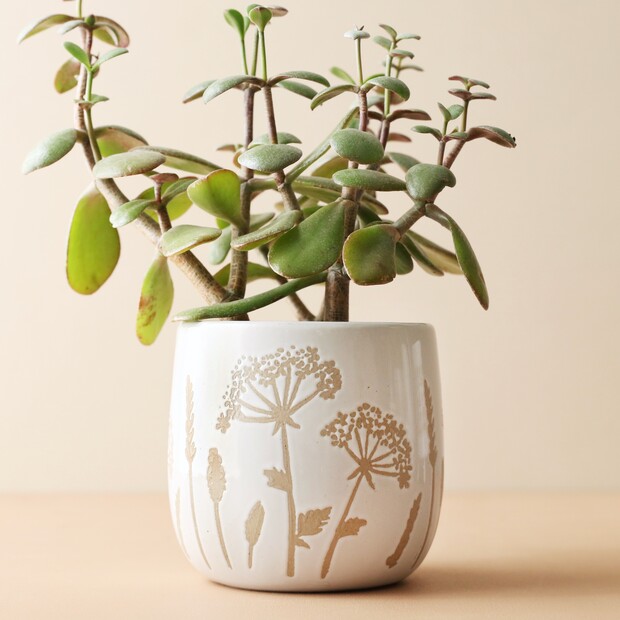 Sass & Belle Small Cow Parsley Planter, H10cm Sass & Belle Small Cow Parsley Planter, H10cm