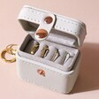 Jewellery Inside Grey Personalised Birth Flower Petite Travel Ring Box