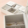 Spacious Removable Section of the Personalised Birth Flower Two Tier Jewellery Box in White