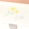 Close Up of Flower on Personalised Birth Flower Two Tier Jewellery Boxes in White on Neutral Background