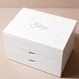 Personalised Clouds and Stars White Jewellery Box on Neutral Background