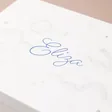 Close Up of Personalisation on Personalised Clouds and Stars White Jewellery Box