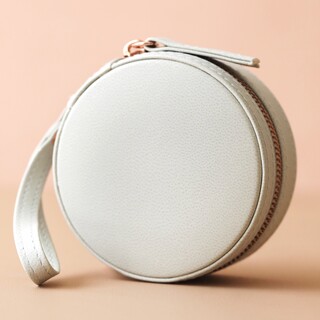 Mini Round Travel Jewellery Case in Grey