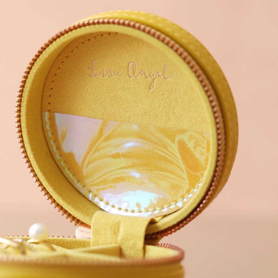 Mini Round Travel Jewellery Case in Yellow Lisa Angel Home