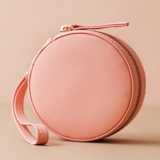 Mini Round Travel Jewellery Case in Pink