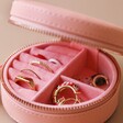 Inside of Mini Round Travel Jewellery Case in Pink