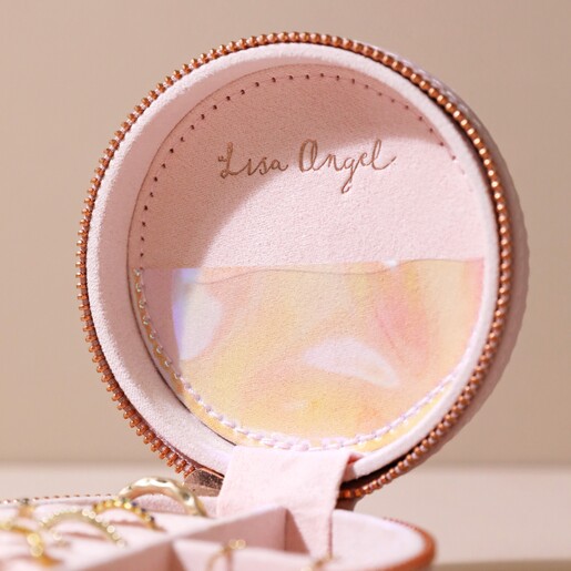 Personalised Mini Round Travel Jewellery Case By Lisa Angel