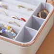 Compartments Inside Square Travel Jewellery Box in Grey