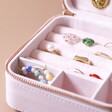 Inside of Square Travel Jewellery Box in Lilac Pink