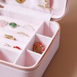 Compartments Inside Square Travel Jewellery Box in Lilac Pink