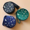 Starry Night Velvet Mini Round Jewellery Cases in Black, Blue and Green