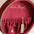 Inside of Lid in the Starry Night Velvet Mini Round Jewellery Case in Red
