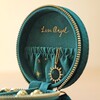 Close Up of Lid in Starry Night Velvet Mini Round Jewellery Case in Teal