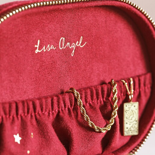 Close Up of the Elasticated Pocket inside the Starry Night Velvet Oval Jewellery Case in Red