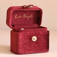 Starry Night Velvet Petite Travel Ring Box in Red with Lid Up