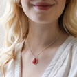 Model Wearing December Pressed Birth Flower Pendant Necklace in Silver
