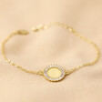 Crystal Edge Disc Bracelet in Gold on Neutral Fabric