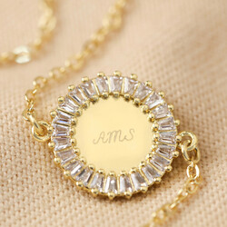Personalised Initials Crystal Edge Disc Bracelet in Gold