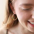 Multicolour Enamel Rope Hoop Earrings in Gold on Model