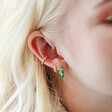 Curated Ear Look with Starry Green Enamel Hoop Earrings and Other Gold Jewellery