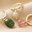 African Jade Stone Hoop Earrings in Gold With Other Colours