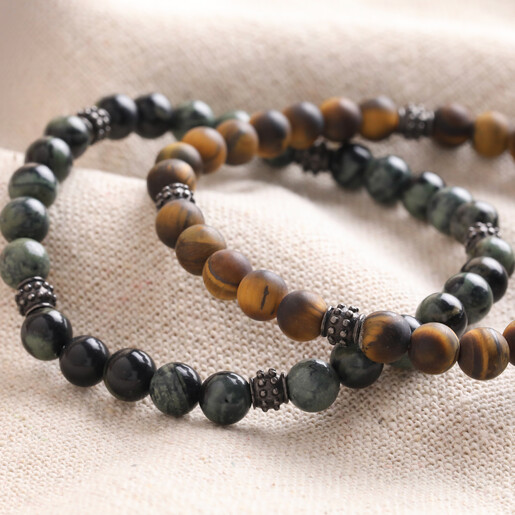 Men's Kambaba Jasper Beaded Bracelet | Lisa Angel