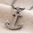 Close Up of Pendant on Men's Stainless Steel Anchor Pendant Necklace
