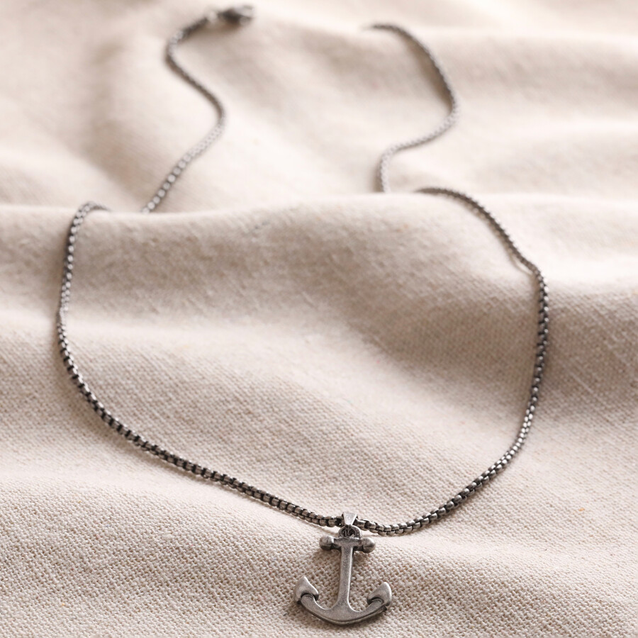 Men's Stainless Steel Anchor Pendant Necklace | Lisa Angel