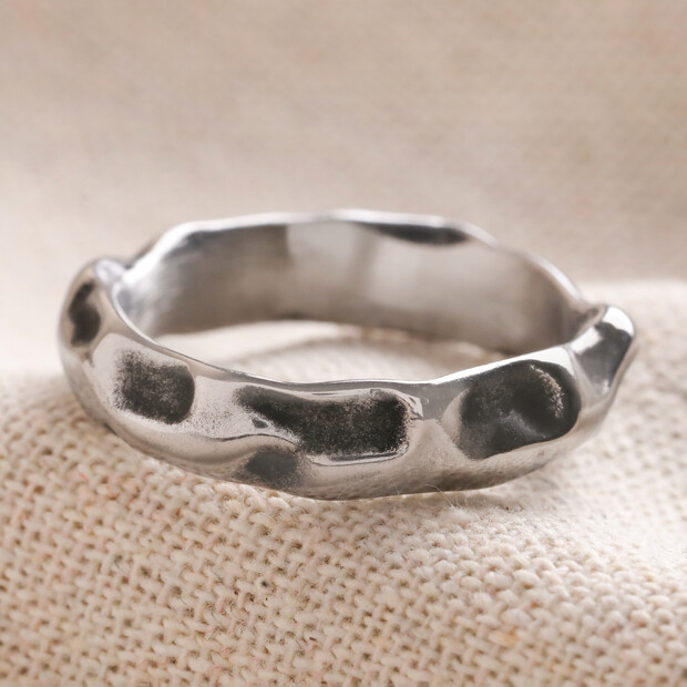 Men's Stainless Steel Molten Band Ring 