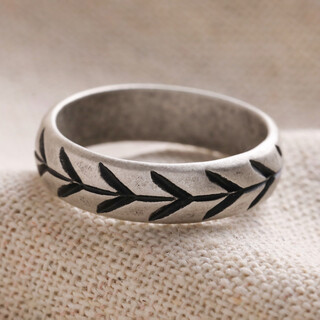 Men's Textured Leaf Stainless Steel Ring