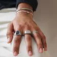 Model Wearing Men's Textured Leaf Stainless Steel Ring