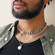 Male Model Wearing Silver Rectangle Chain Necklace