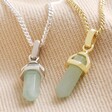 Green Aventurine Crystal Point Pendant Necklace in Silver With Gold Option
