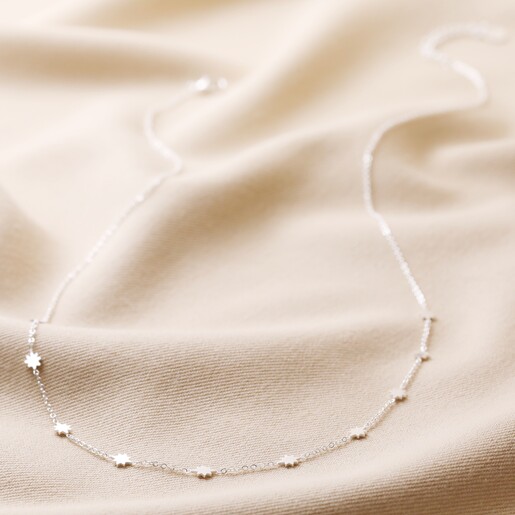 Long Starry Necklace in Silver Full Length