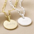 Silver and Gold Clean Engraved Gold Pendant With LA Pen Script Font With Clean Engraving and LA Brush Script Font
