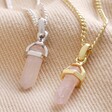 Rose Quartz Crystal Point Pendant Necklace in Silver With Gold Version