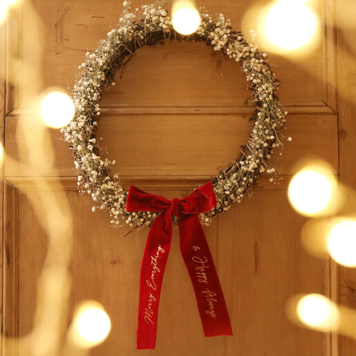 Personalised Natural Gypsophila Dried Flower Wreath