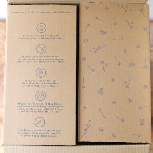 Top of Box Packaging for the Sympathy Dried Flower Bouquet