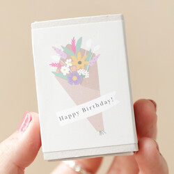 Happy Birthday Tiny Matchbox Dried Flower Posy