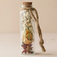 Small Dried Flower Glass Bottle on Neutral Background