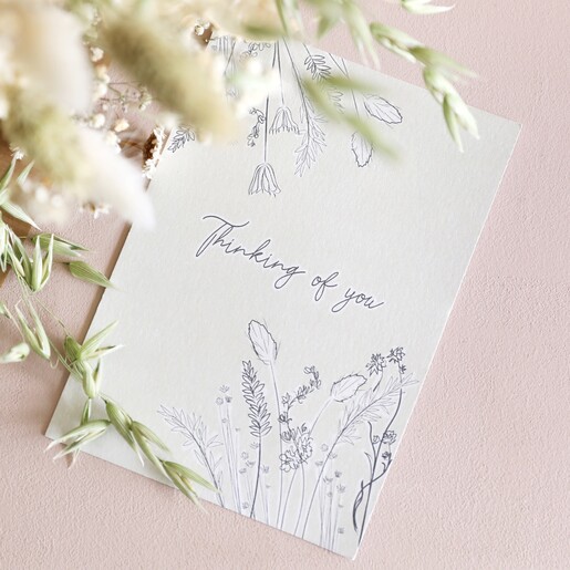 Thinking of You Card Included in Sympathy Dried Flower Bouquet