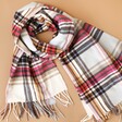 Colourful Tartan Winter Scarf Looped on Terracotta Background